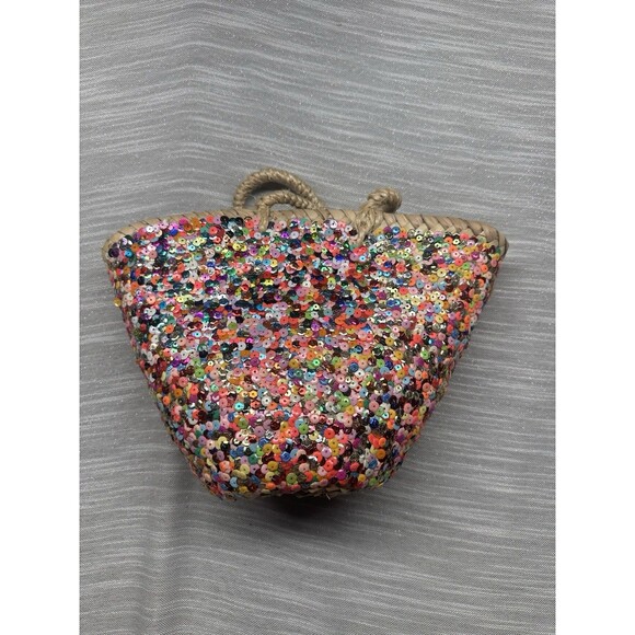 Small BASKET Purse WITH Colorful SEQUINS - Picture 1 of 7